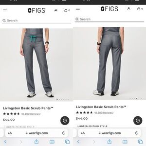 Figs Livingston Basic Scrub Pants Large graphite grey L